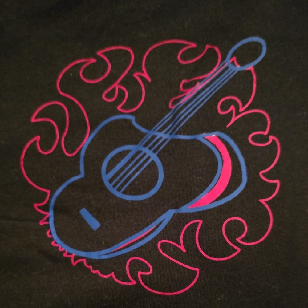Freaky Friday Custom Black T-Shirt with Guitar and Flames Design